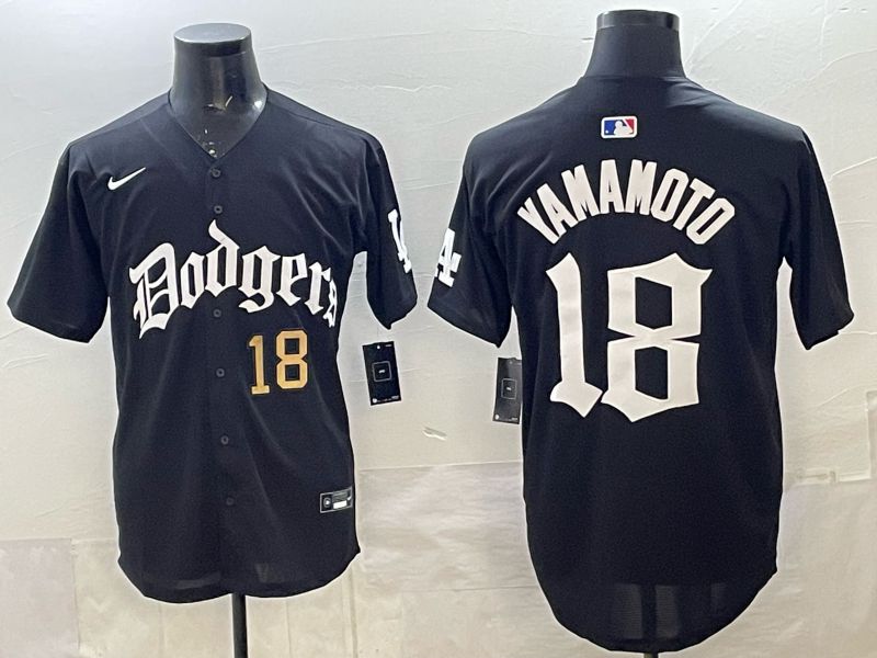 Men 2026 Nike Los Angeles Dodgers #18 Yamamoto Black Game MLB Jersey 016
